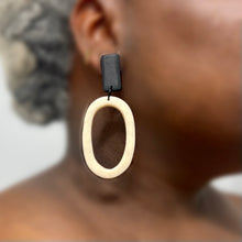 Load image into Gallery viewer, Michelle Oval Dangle (black/cream)