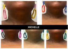 Load image into Gallery viewer, Michelle Organic Dangle (pink/navy)