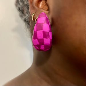 Tear Drop Stud-Wonky Checkerboard--Pre-Order