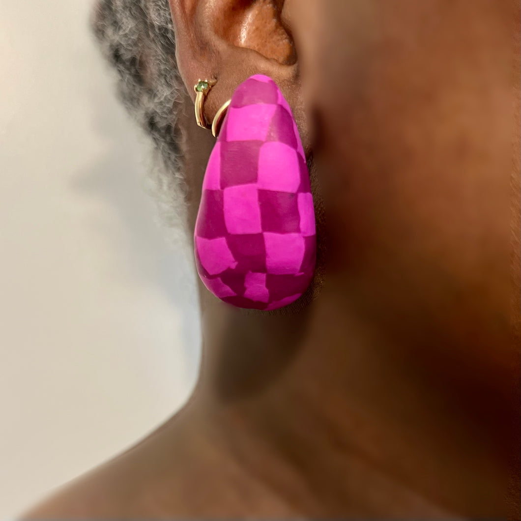 Tear Drop Stud-Wonky Checkerboard--Pre-Order