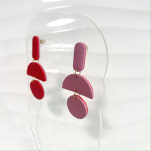 Load image into Gallery viewer, Two-Tone Dangles-Red &amp; Lilac

