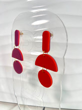 Load image into Gallery viewer, Two-Tone Dangles-Plum &amp; Orange
