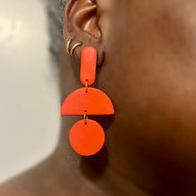 Load image into Gallery viewer, Two-Tone Dangles-Plum &amp; Orange
