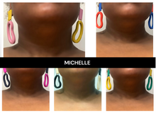 Load image into Gallery viewer, Michelle Organic Dangle (pink/navy)
