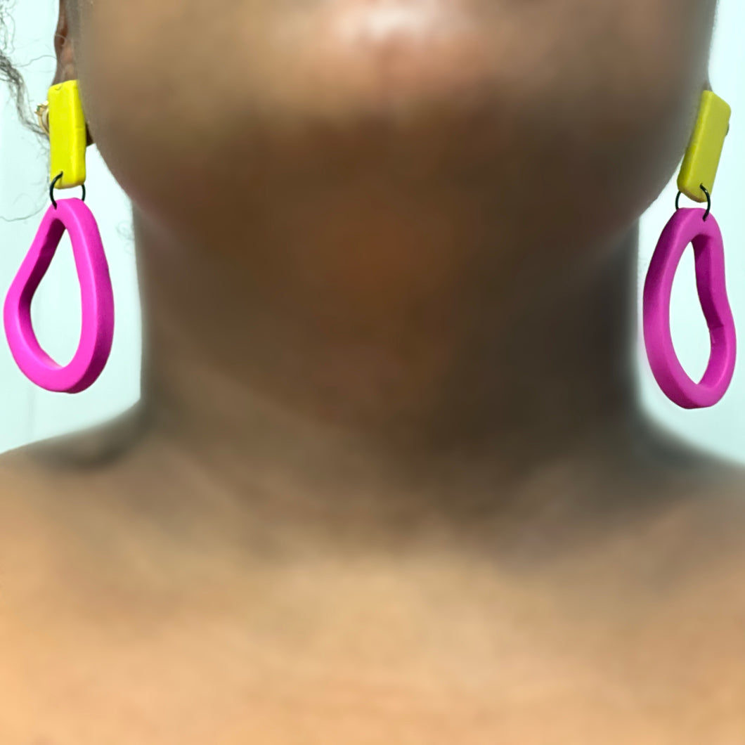 Michelle Organic Dangle-Valentino Pink/Kiwi